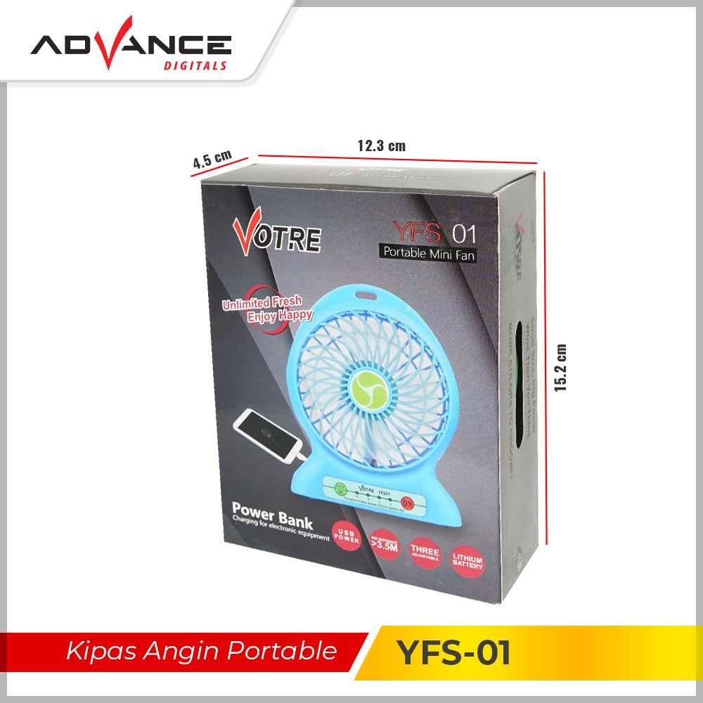 Advance Digitals Kipas Angin Portable Digitals YFS-01 Kipas Charge Kipas Mini Portable Garansi Resmi I PUTIH DAN HIJAU