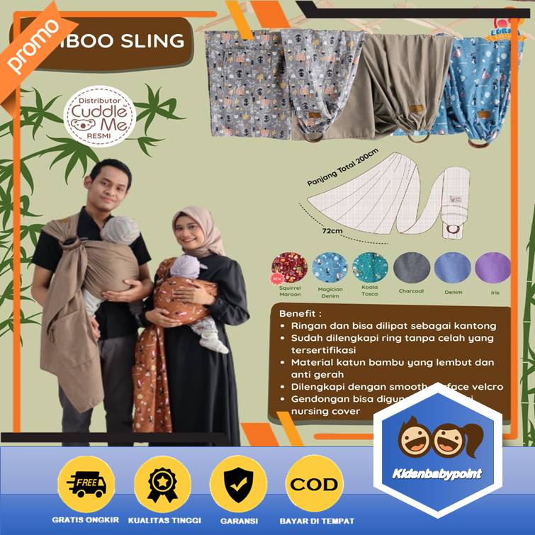 ( BISA COD ) (FREE GIFT ) Ringsling Cuddle Me Gendongan Bayi  - Bamboo Sling Cuddleme