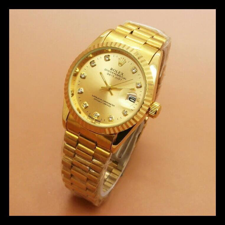 BARU ROLEX DIAMOND OYSTER RANTAI FULL GOLD JAM TANGAN UNISEX PRIA/WANITA JAM TANGAN COWOK TERMURAH