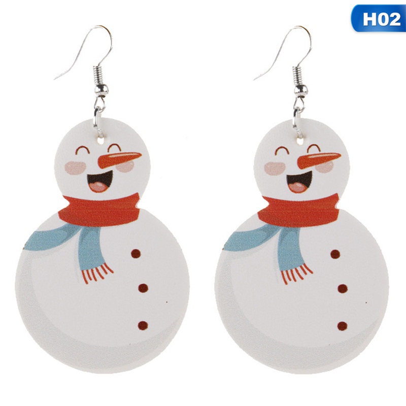 Fancyqube Fancycube Anting Bentuk Snowman Natal Bahan Kulit Pu