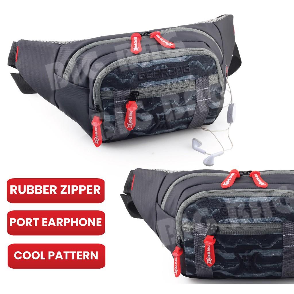 PTS -Gear Bag t Port -13104 - Waistbag WITH EARPHONE HOLE BB - Tas Selempang Pria Tas Pinggang