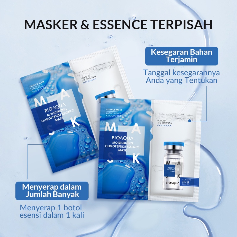 ★ BB ★ BIOAQUA Moisturizing Oligopeptide Essence Face Mask - Masker Wajah (25g×5pcs)/box - BIO AQUA