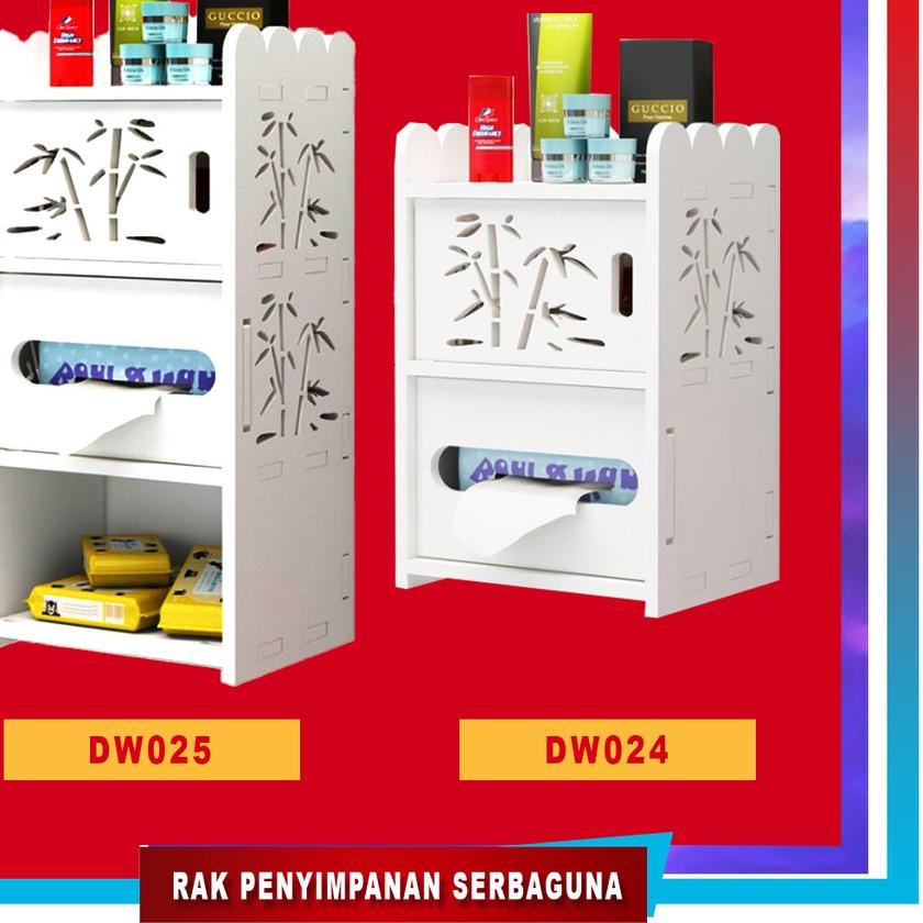 Alfaindo Rak Dinding Tempel Vintage Minimalis Kamar Mandi Serbaguna Tahan Air bahan Kayu WPC DW025