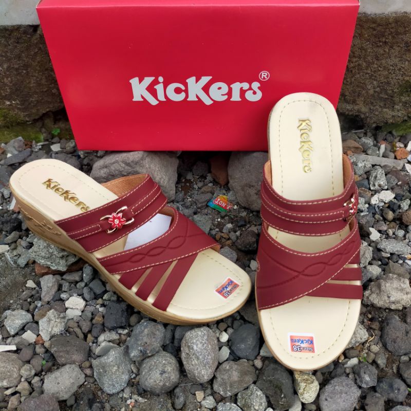 KICKERS SANDAL WANITA WEDGES Ban 2 Ukir