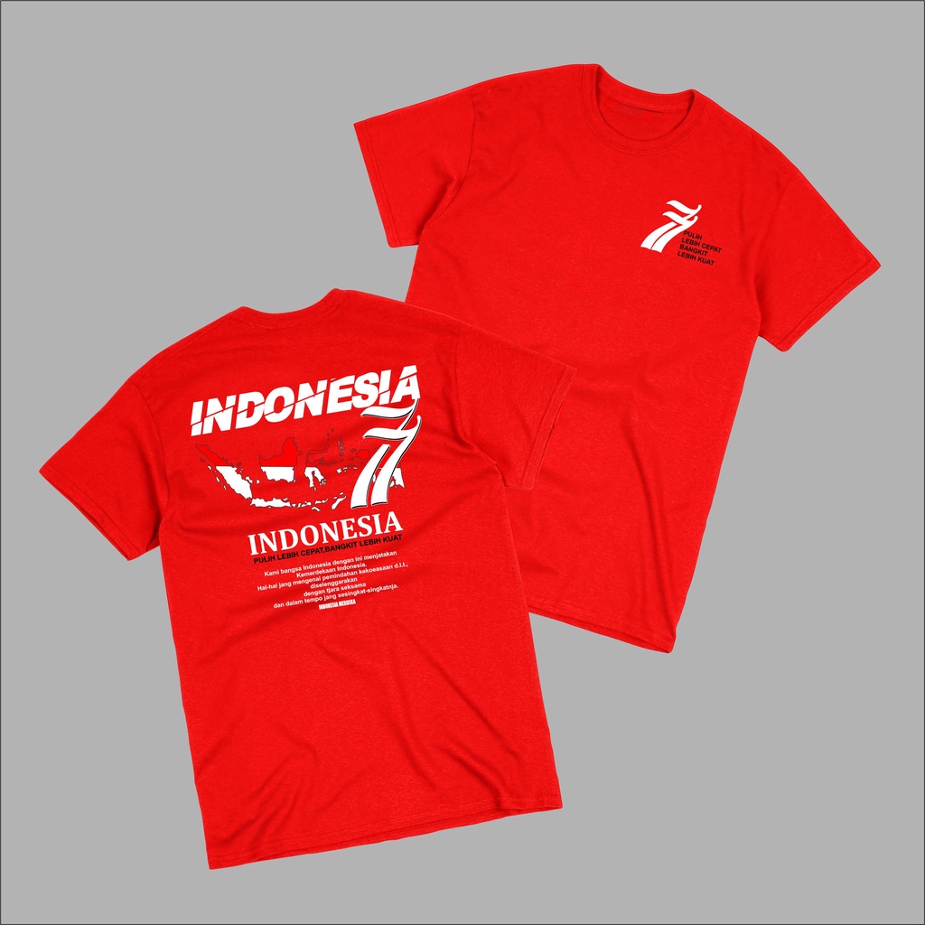 Kaos Kemerdekaan RI ke 77 kaos pria wanita lengan pendek desain HUT RI ke 77 kaos merah putih kaos i