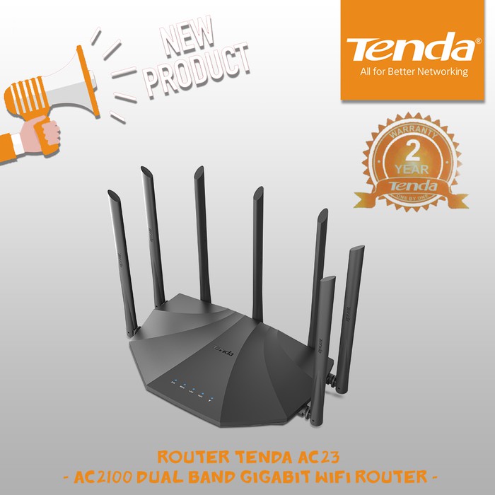 Tenda AC23 2.4GHz + 5GHz AC2100Mpps Nirkabel 7 Antena