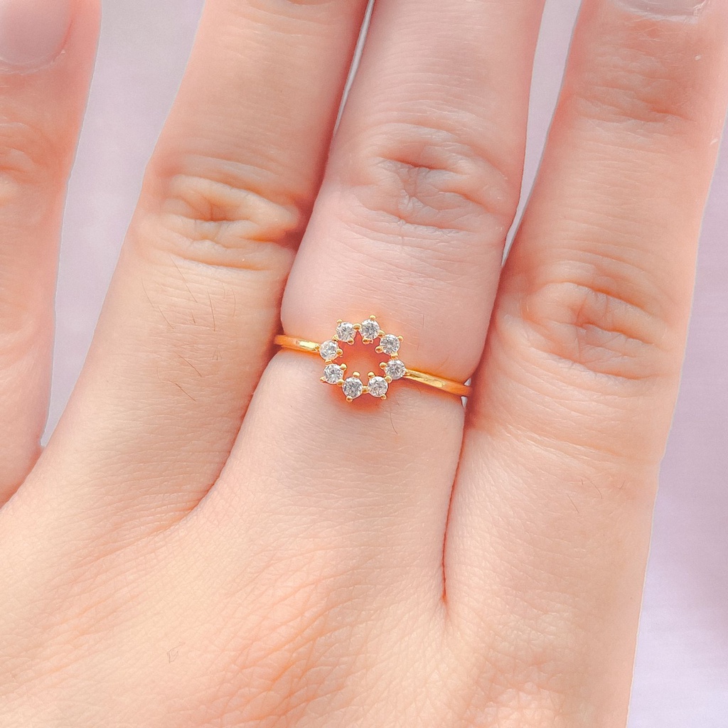 Cincin anak dan dewasa emas asli kadar 700 70% 16k model love bulat permata kilat simple heart 1 gram ringan HWT