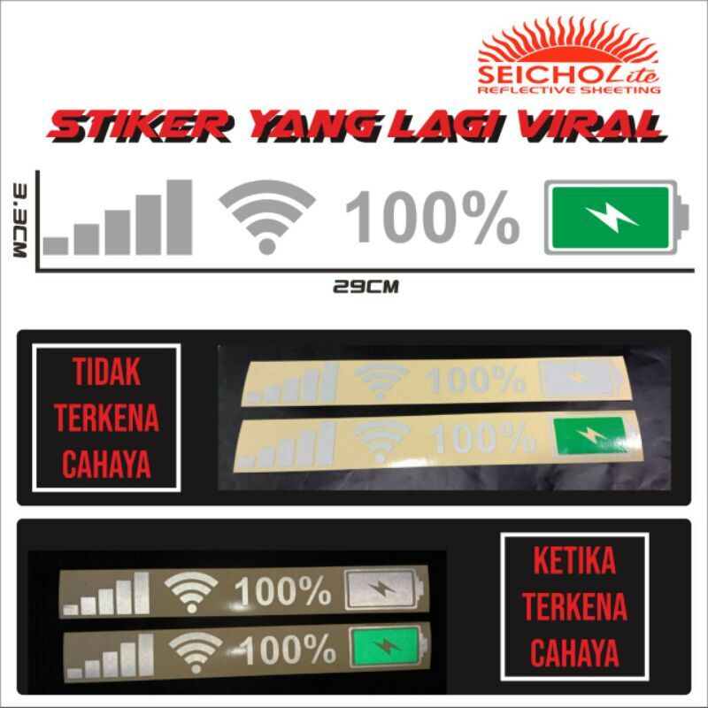 Stiker Potong Yang Lagi Viral Batrai Hp Wifi Sinyal Phone Mobil Motor Momo Cutting Sticker 29x3.3cm 