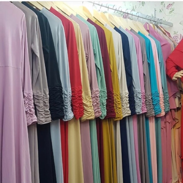 Gamis Jersey kerut tangan