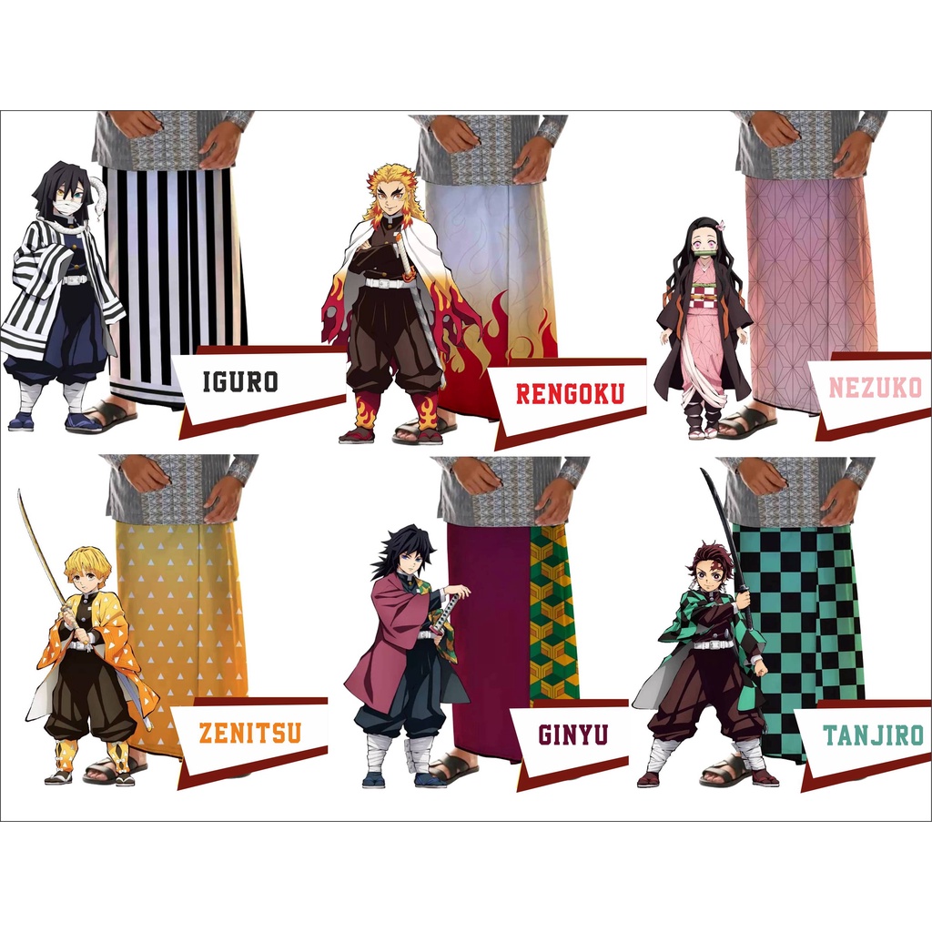 baju Sarung Samping Ibadah Wibu Anime Kimetsu No Yaiba Tanjiro Nezuko Rengoku Ginyu bisa custom