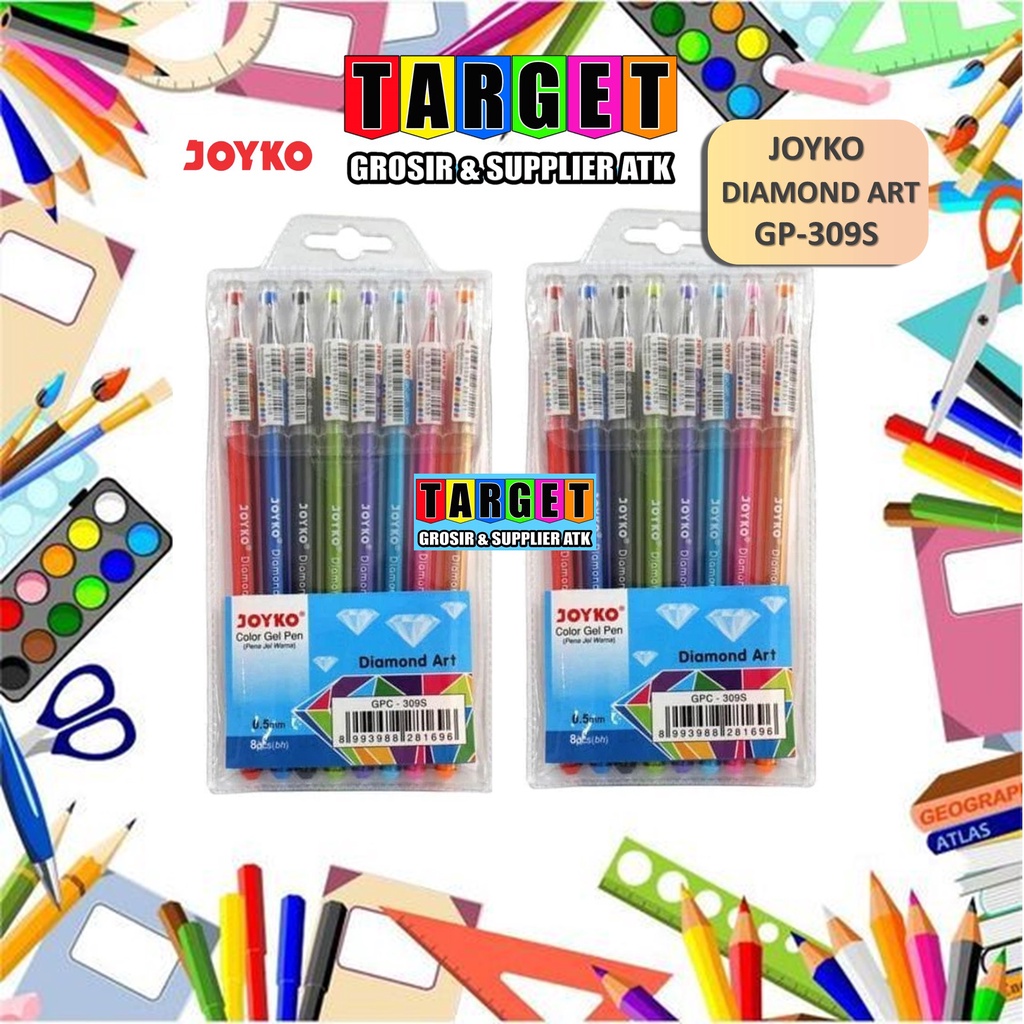 

Color Gel Pen / Pulpen / Pena Joyko GPC-309S / 1 Set 8 Warna / 0.5 mm