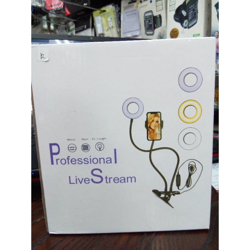 Ring Ligth Mini Tripod dan Ring Ligth Lazypod Jepit Meja 3 Mode Ligth