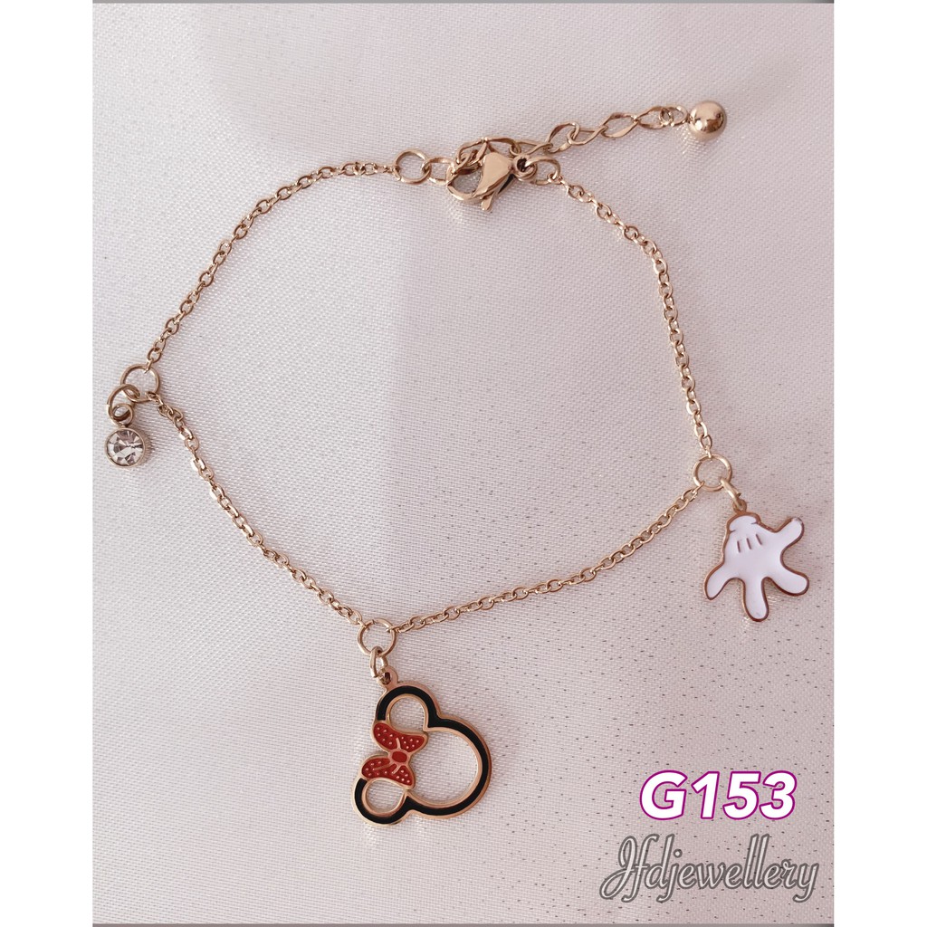 Gelang titanium mickey gelang mickey anak gelang korea rosegold- G153