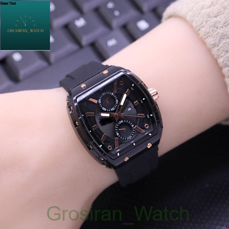 JAM TANGAN WANITA/PRIA MEWAH ELEGAN KEKININIAN TERBARU KW PREMIUM GRADE ORI TAHAN AIR STRAP RUBBER L-56 [G_W]