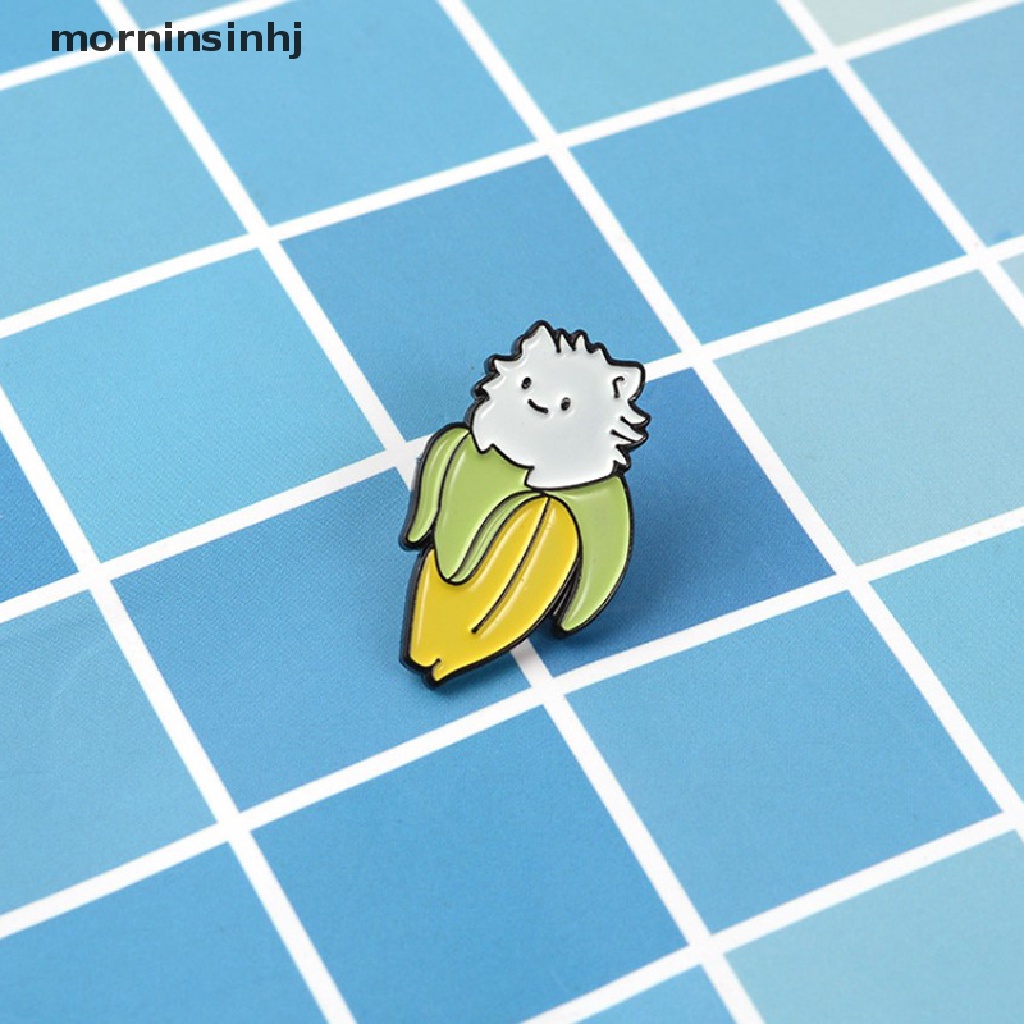 Mornin Bros Pin Enamel Bentuk Pisangkucing Kartun Untuk Aksesoris Fashion