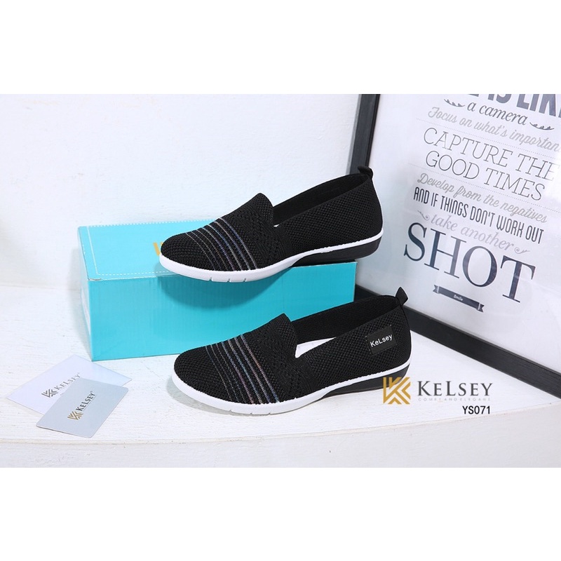 (GRATIS ALAS KAKI) Kelsey Sepatu Flyknit Flat Shoes Wanita  YS071