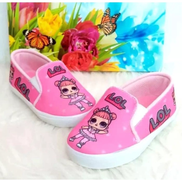 SEPATU SNEAKER TANPA TALI BABY/ANAK WANITA MOTIF LOL