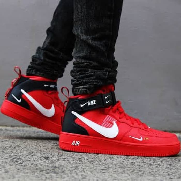 ❤PROMO❤ NIKE AIR FORCE 1 MID 07 LV8 UTILITY RED KUALITAS PREMIUM |PRIA|WANITA|KAMPUS|