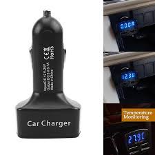 Charger Mobil LED 4 in 1 USB Casan Mobil Voltmeter, Ampere, Temperatur