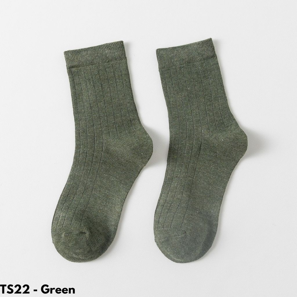 KAOS KAKI PANJANG WANITA PASTEL KATUN POLOS BETIS COTTON NYAMAN LEMBUT STRETCH MUSLIMAH NYAMAN OUTDOOR TS22-Green