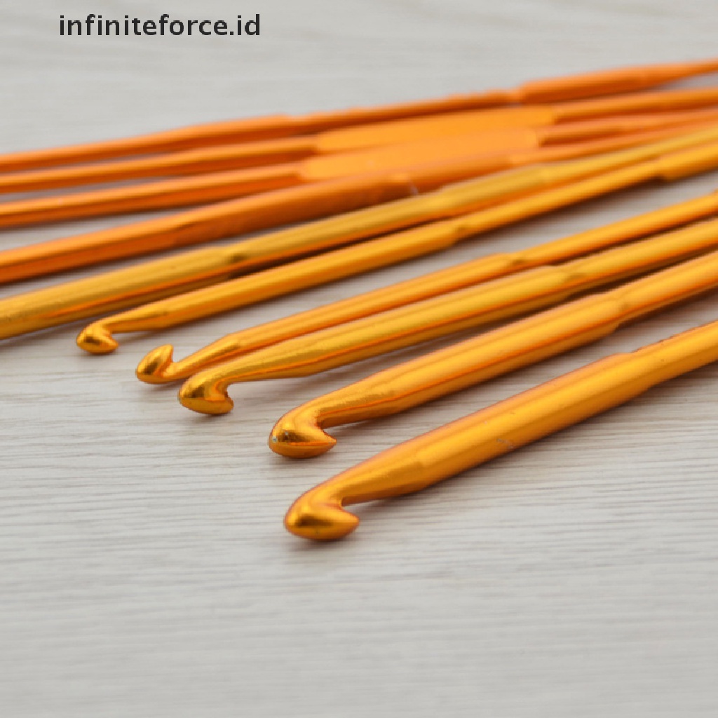 (Infiniteforce.Id) 10pcs / Set Jarum Rajut Crochet Hook Bahan Aluminum Diy