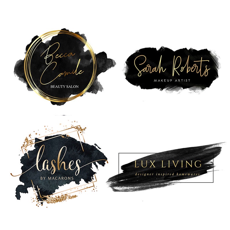 jasa bikin desain custom logo toko olshop black and gold unik elegant