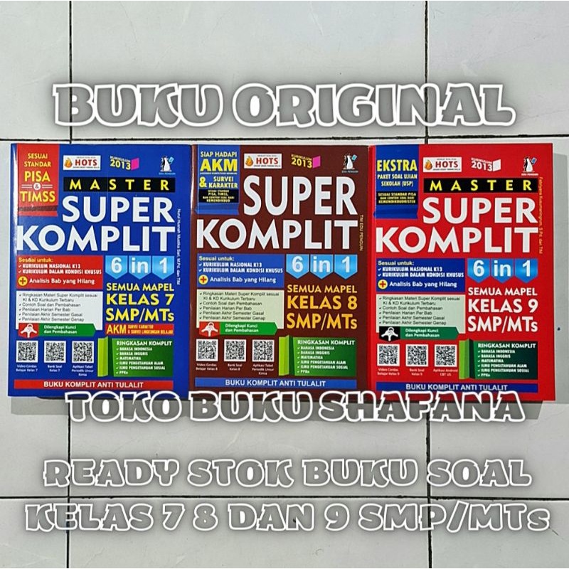 Buku Soal SMP Kelas 7 8 9 / 1 2 3 Super Komplit Plus Kunci Jawaban dan Pembahasan Kurikulum 2013