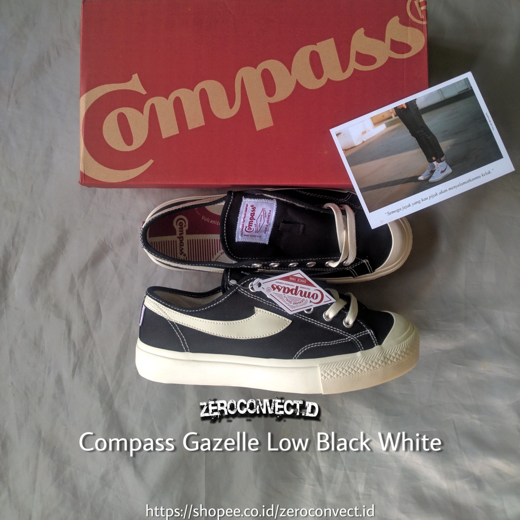 [ORIGINAL] Compass Gazelle Low Black White / White Red / Cream / White Blue / Black Gum Sepatu Sneakers BNIB Brand New In Box