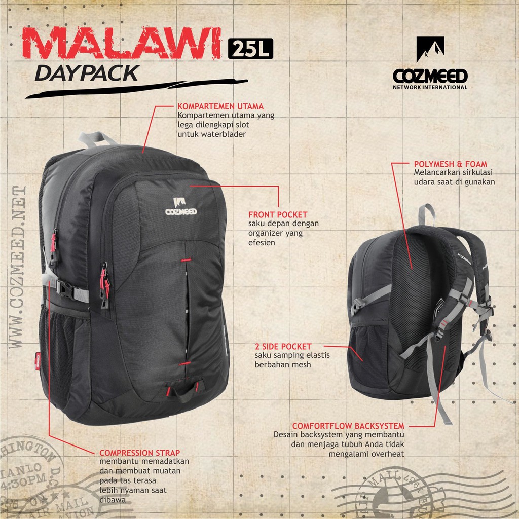 Tas Laptop Ransel Cozmeed Malawi Daypack Bagpack Sekolah original