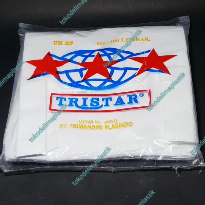 

Silahkan Order] Kantong Plastik HD Kresek Tristar uk.28 - Merah / Putih / Hitam