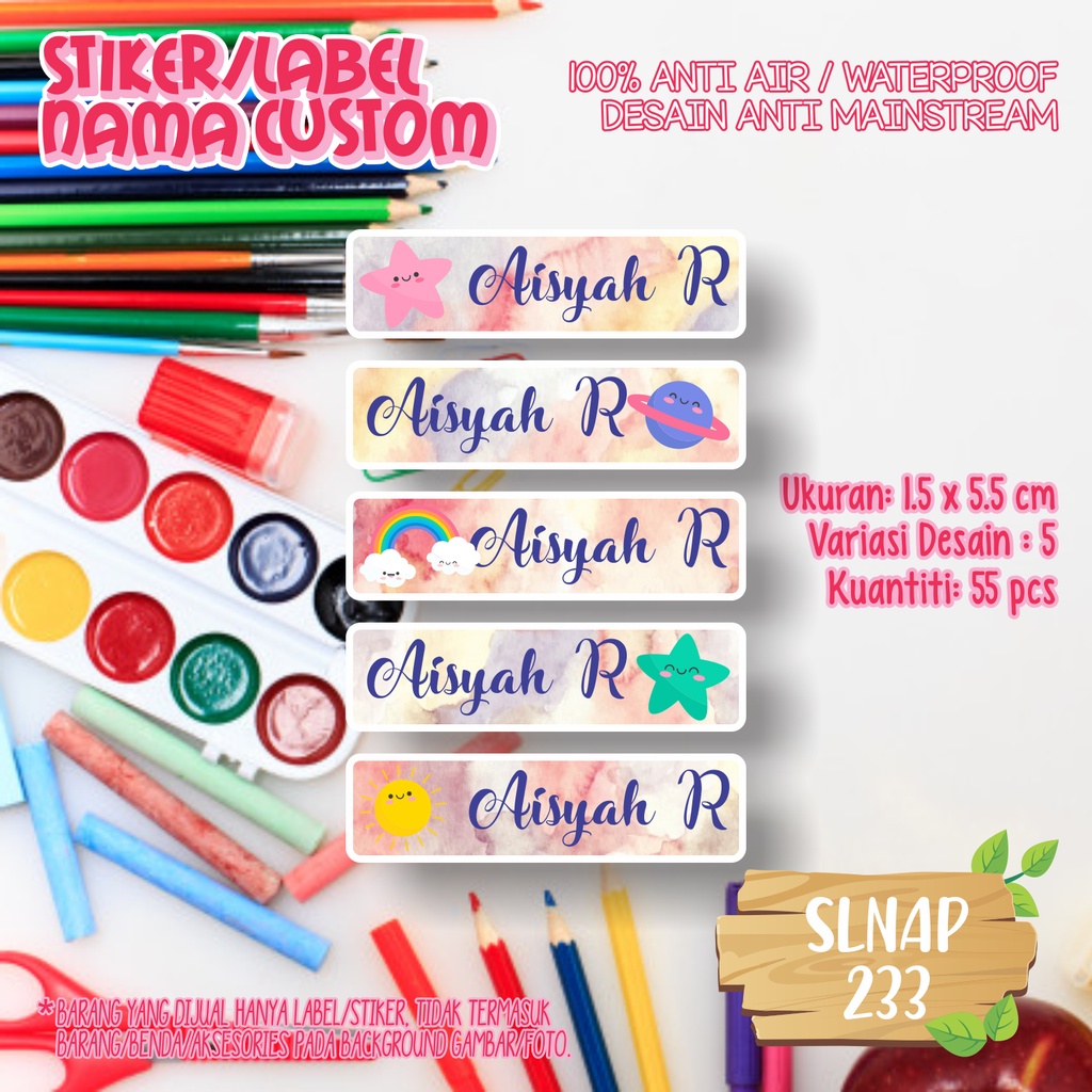 

sticker label nama waterproof kartun bintang SLNAP 233