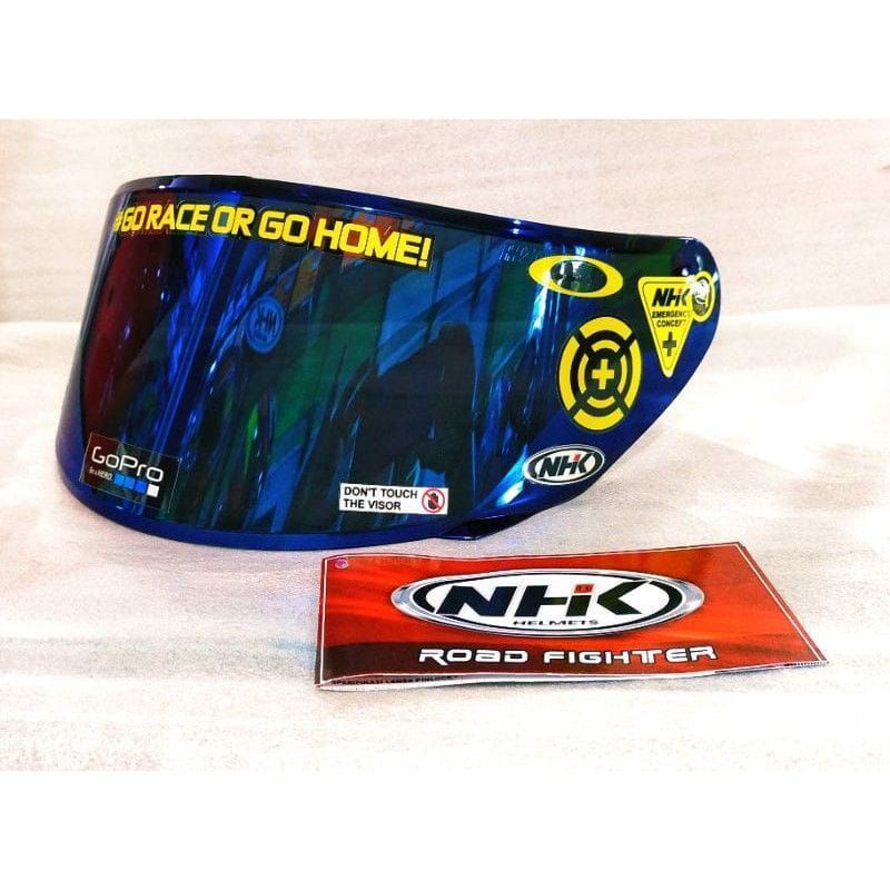 COD | Kaca helm flat visor iridium blue  NHK Rx9 + GM racepro flat visor NHK Rx9 GM racepro iridium silver gold blue hitam bening murah kualitas mewah