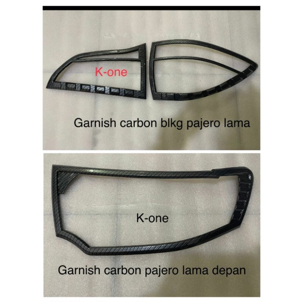 Paket garnish lampu carbon pajero sport lama
