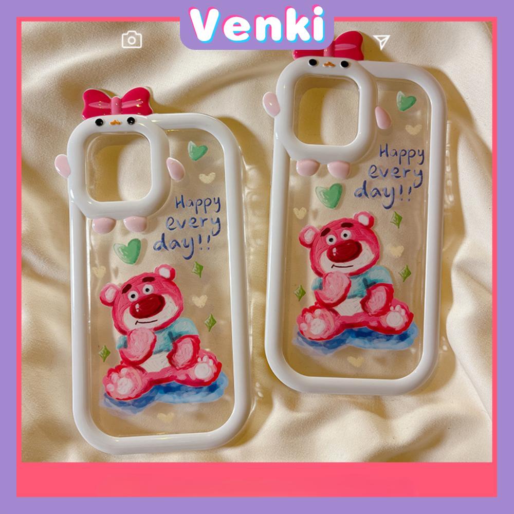 iPhone Case Silicone Soft Case Clear Case Airbag Shockproof Protection Camera Shiny Hand Feel Strawberry Bear Compatible For iPhone 11 Pro Max 13 Pro Max 12 Pro Max 7Plus xr XS Max