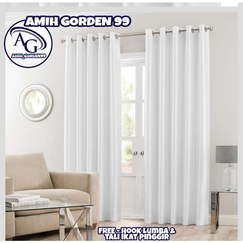 Gorden Polos Blackout Import Putih Bersih - Korden Blackout Pure White - Hordeng Premium Grade A