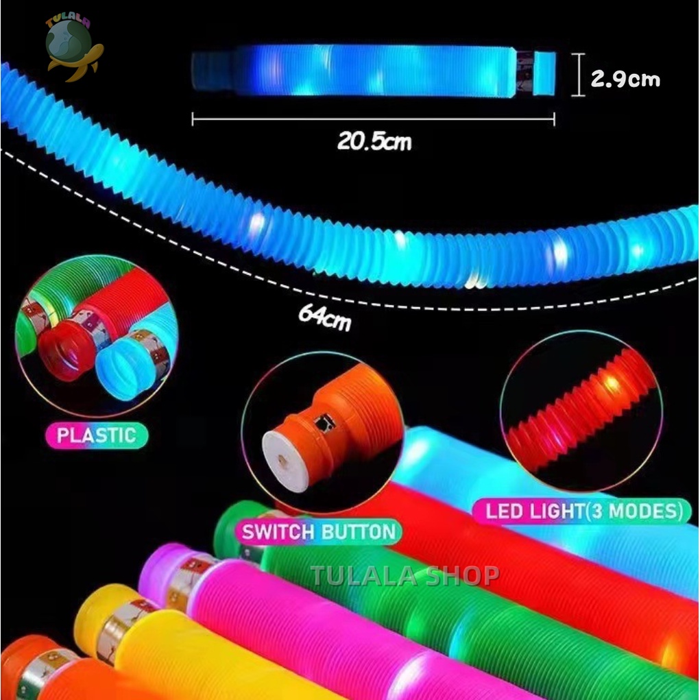 [TULALA SHOP]Mainan LED POP FIDGET TUBES SENSORY TOYS/Mainan anak Murah Lampu LED bisa Kreasikan bentuk apa ajah/Mainan anak Lampu warna warni Selang Pipa Light Up Pop Pipes