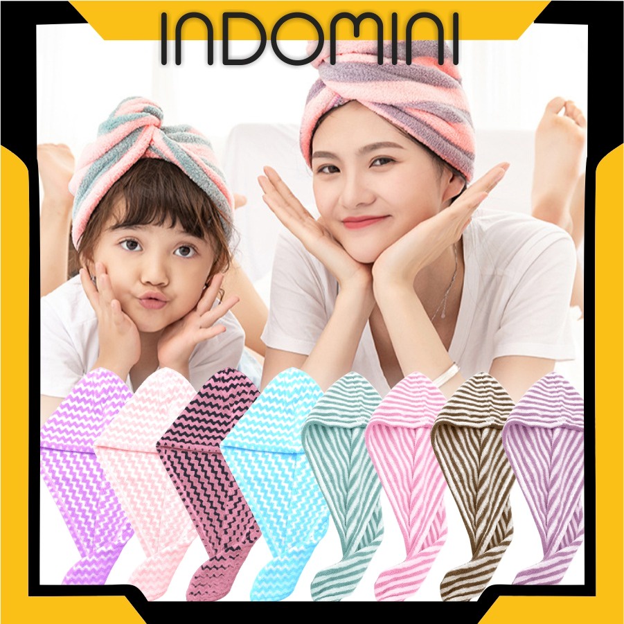 INDOMINI R524 Handuk Keramas Kepala Cepat kering Bahan Microfiber/Handuk Turban /Magic towel/ Head Towel R525