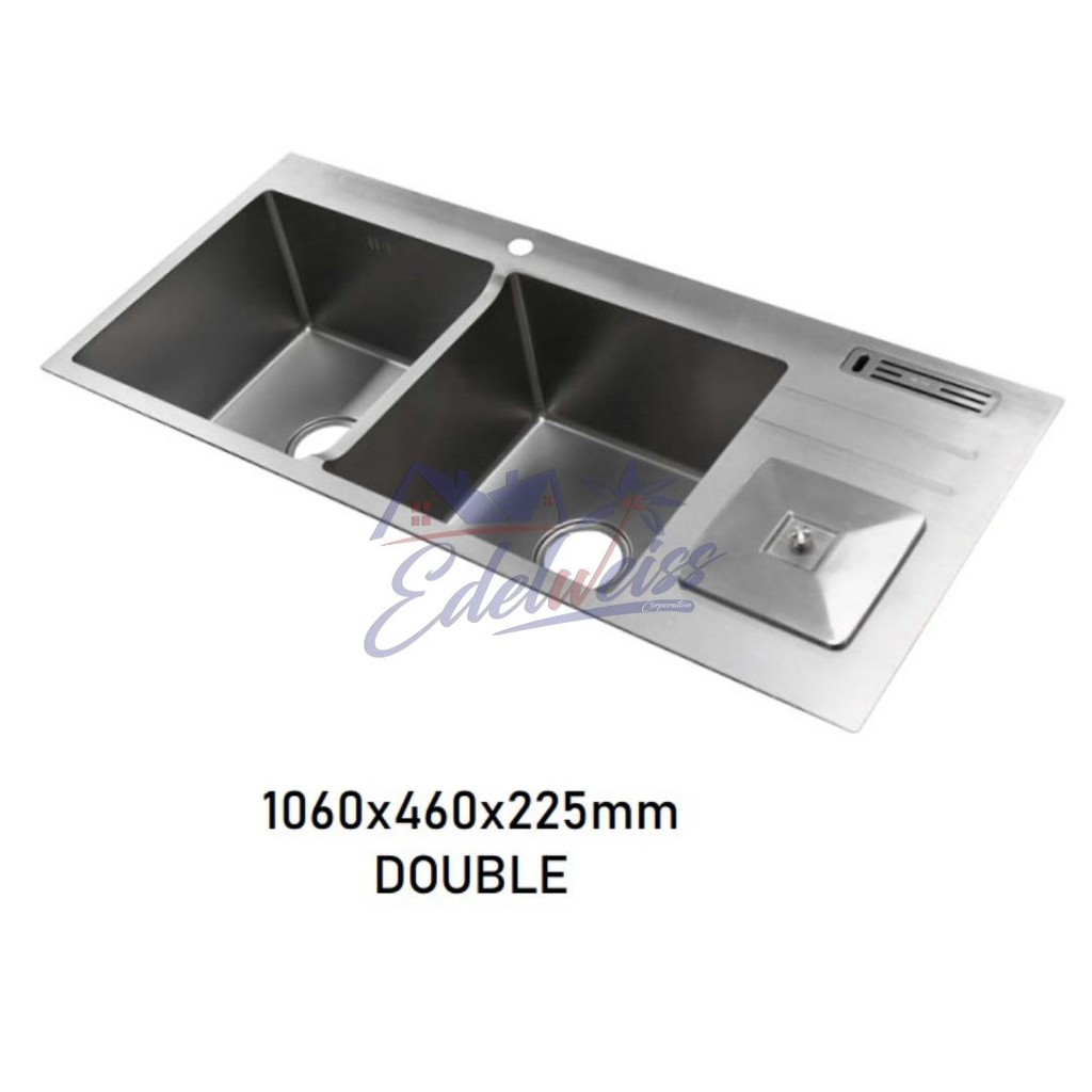 TERBAIK IGM H106x46D BAK CUCI PIRING/KITCHEN SINK /WASTAFEL DAPUR HANDMADE 2 LUBANG
