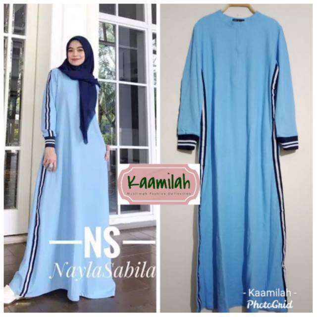 Gamis Sporty Original by NS Nayla Sabila - Uk L (PD 102 - PB 140) - Ocean Blue