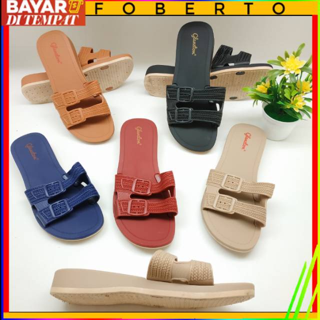 [COD] FOBERTO Sandal Sendal Selop Slop Jellyshoes Jelly Wanita Cewek Perempuan Import Impor