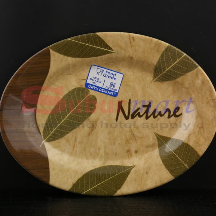 Piring melamin oval Onyx nature 10"