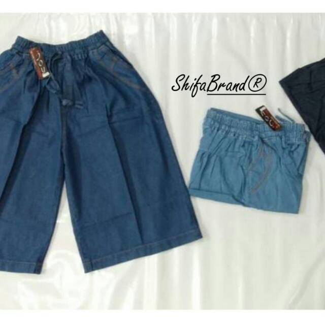 Celana Kulot Soft Jeans Pendek 7/8 , Size Standar (40-60 kg) dan Jumbo (B 60-80 kg)