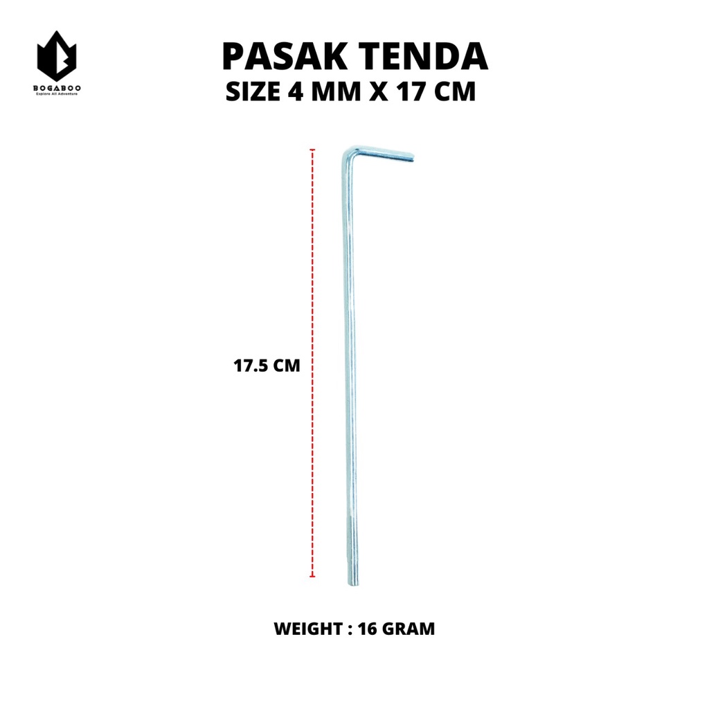 Pasak Tenda Stainles Ukuran 4mm x 17 cm - Pasak Tenda - Pasak