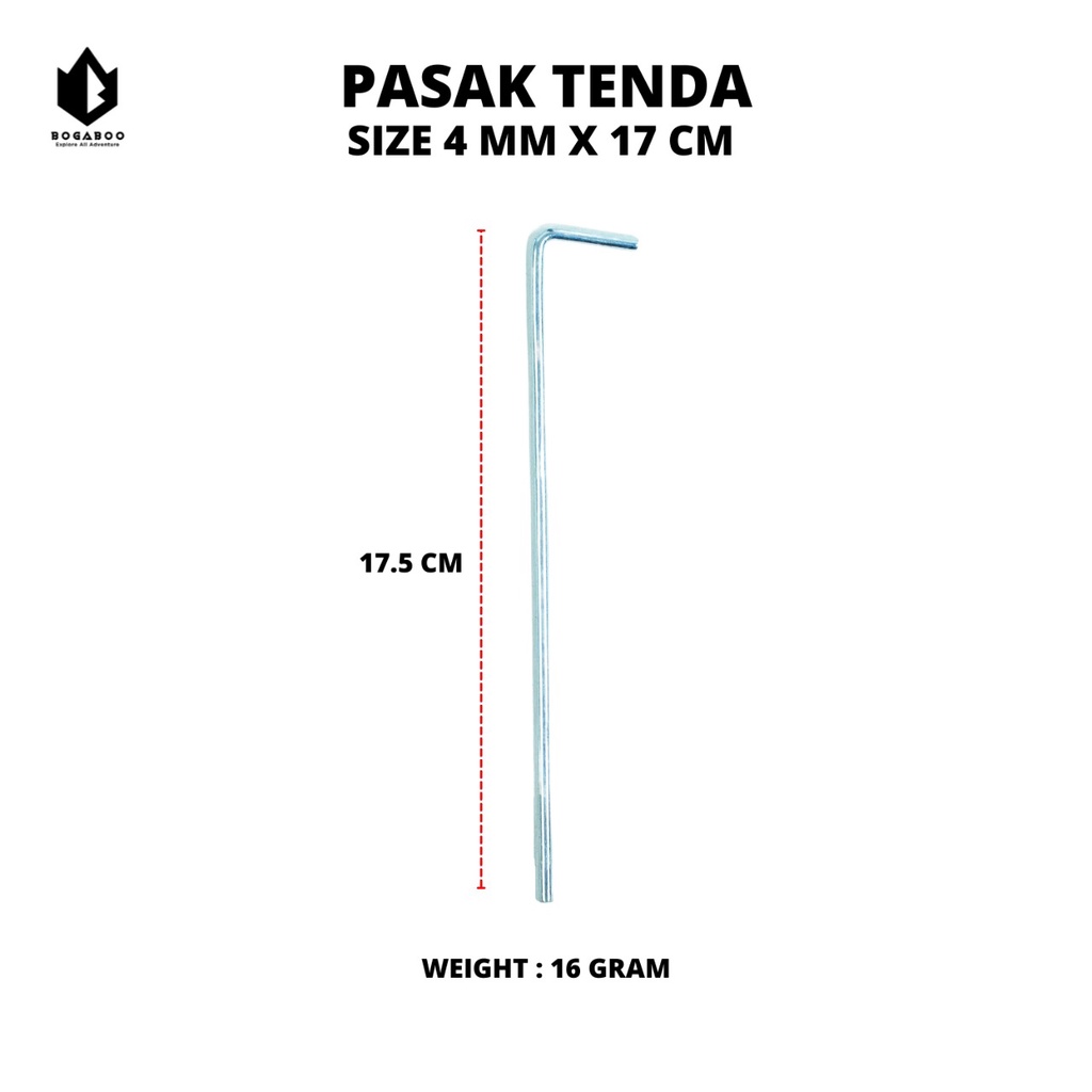 Pasak Tenda Stainles Ukuran 4mm x 17 cm - Pasak Tenda - Pasak