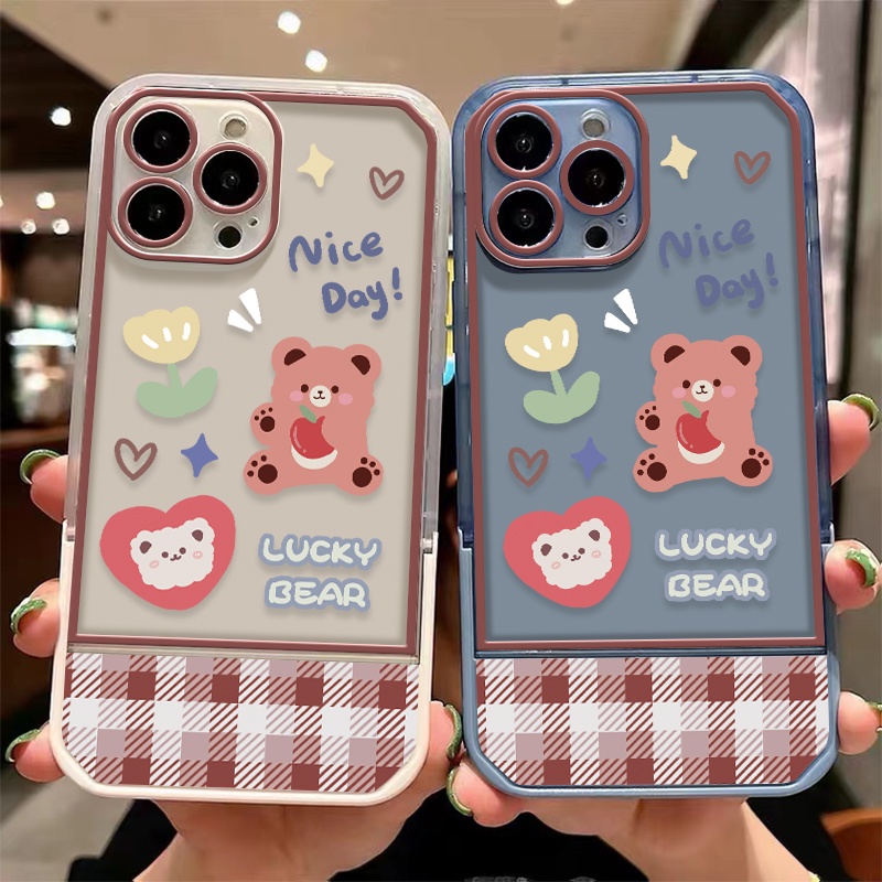 Soft Case TPU Transparan Motif Beruang Untuk IPhone 12 13 Se 2020 6 6S 7 8 Plus X XS XR 11 Pro Max