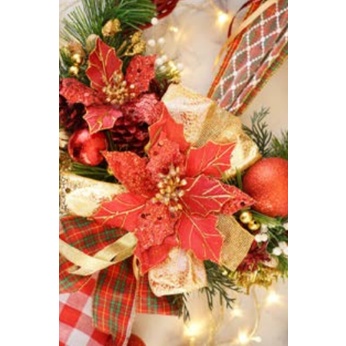 Pajangan Natal Wreath Traditional Red