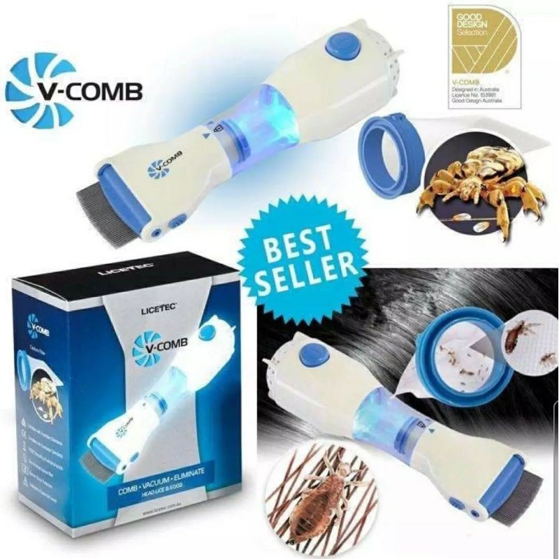 Sisir Kutu Rambut Elektrik V - Comb Vacum Vacuum Penyedot Kutu / Alat kebersihan Rambut Sisir Kutu