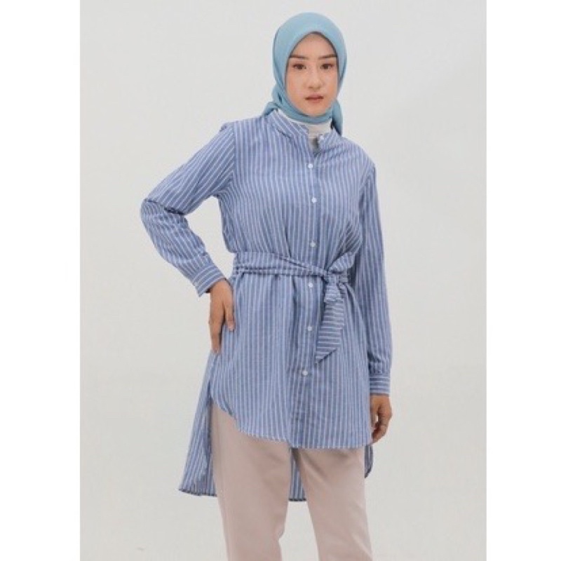 Baju Atasan Wanita Dauky M tunic Stripe Belt