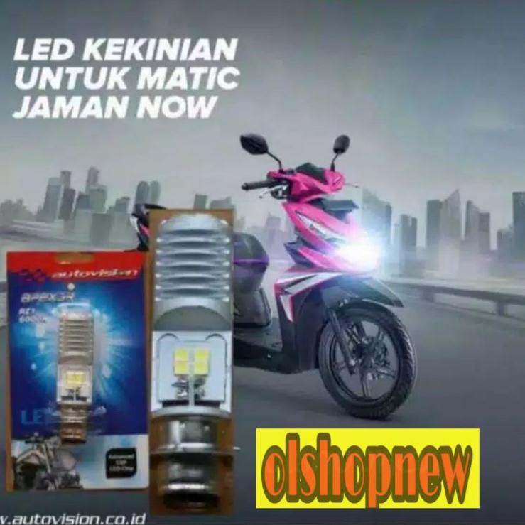 Kejar Sekarang Lampu LED  H6 Motor AUTOVISION Honda Yamaha Beat  Mio  matik bebek F1 (Putih) Bohlam