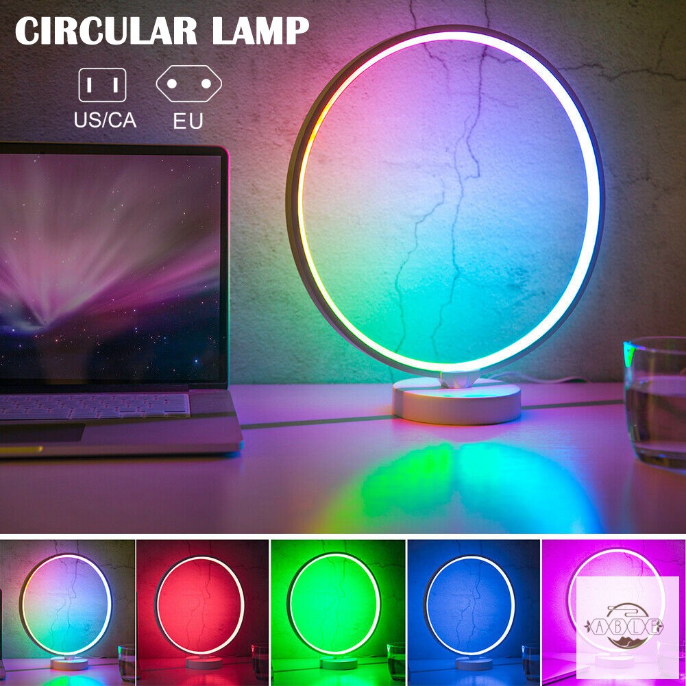 Rgb Dimmable Bedside Circle Lamp Table Desktop Bedroom Nightstand Light 6 Lighting Modes Shopee Indonesia